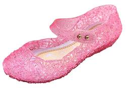 YouKD Prinzessin Cosplay Schuhe für Mädchen Kristall Sandalen Gelee Schuhe für Halloween Geburtstagsfeier Karneval Rosa Klettverschluss EU33 von YouKD