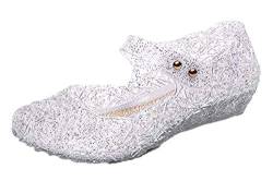 YouKD Prinzessin Cosplay Schuhe für Mädchen Kristall Sandalen Gelee Schuhe für Halloween Geburtstagsfeier Karneval Weiß Klettverschluss EU29 von YouKD