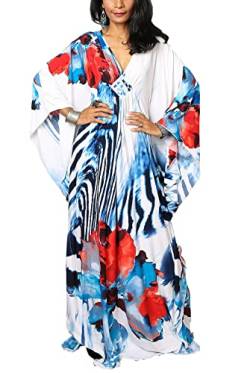 YouKD Sommer Geblümter Loser Kaftan Boho Beach-Bikini Aufdecken Kleid Plus Size Robe für Damen von YouKD