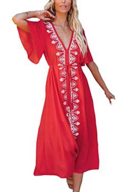 YouKD Sommer Geblümter Loser Kaftan Boho Strand Bikini Cover Up Kleid Plus Size Robe für Damen von YouKD