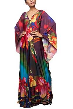 YouKD Sommer Kaftan mit Blumenmuster Boho Strand Bikini Cover Up Kleid Übergröße Robe für Frauen von YouKD