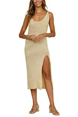 YouKD Strickweste für Damen langes rückenfreies Kleid gehäkelte Roben Sommer Elegantes Vertuschungskleid von YouKD