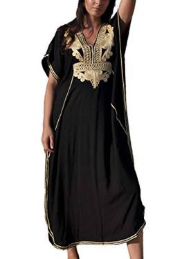 YouKD Summer Cotton bestickte Florale lose Caftan Boho Strandbikini Vertuschungskleid Plus Size Robe für Frauen von YouKD