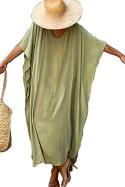 YouKD V Ausschnitt Kaftan Boho Robe Plus Size Loungewear Maxikleid für Damen von YouKD