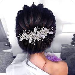 YouLaPan Braut Haarkamm Haarschmuck Hochzeit Haarreif Silber Schmuck Haare Kopfschmuck Haarspange Strass(HP520) (Silber) von YouLaPan
