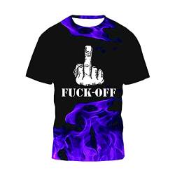 YouLpoet Übergroßes Herren T-Shirt 3D Digitaler Farbdruck Hip-Hop Baumwolle Sommer Lässig Rundhalsausschnitt Lose Schweißabsorbierend,Lila,L von YouLpoet