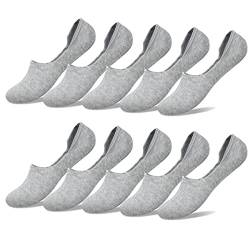 YouShow 10 Paar Baumwolle Sneaker Socken Herren Damen Silikon Ballerina Grau 43-46 von YouShow