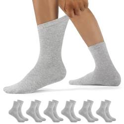 YouShow 6 Paar Diabetikersocken Herren Damen Komfortbund ohne Gummi Hochwertiger Baumwolle Diabetiker Socken Grau 39-42 von YouShow