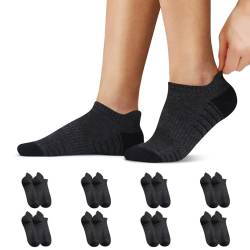 YouShow 8 Paar Sneaker Socken Herren Damen Cushioned Atmungsaktive Sportsocken Baumwolle Kurze Socken Running Tennis Dunkelgrau 3538 von YouShow