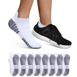 YouShow 8 Paar Sneaker Socken Herren Damen Gepolsterte Sportsocken 47-50 Atmungsaktiv Weiß Baumwolle Laufsocken von YouShow