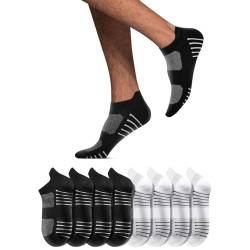 YouShow 8 Paar Socken Damen Herren 39-42 Sportsocken Atmungsaktiv Baumwolle Gepolsterte Kurze Schwarz Weiß von YouShow