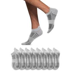 YouShow 8 Paar Socken Herren 39-42 Sportsocken Atmungsaktiv Baumwolle Gepolsterte Kurze Grau von YouShow