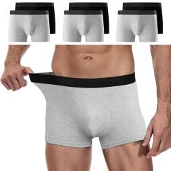 YouShow Boxershorts Herren 6 Pack Baumwolle Unterhosen Männer Ohne Kratzenden Zettel Retroshorts Unterwäsche Boxer Schwarz Grau M von YouShow