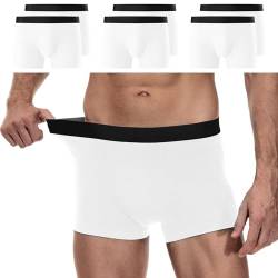 YouShow Boxershorts Herren 6 Pack Baumwolle Unterhosen Männer Ohne Kratzenden Zettel Retroshorts Unterwäsche Boxer Weiß L von YouShow