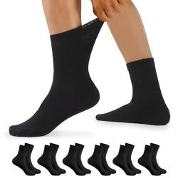 YouShow Diabetikersocken Damen Herren 6 Paar ohne Gummibund Komfortbund extra weit Baumwolle Diabetiker Socken Schwarz 35-38 von YouShow