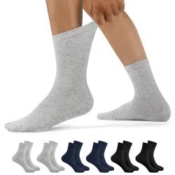 YouShow Diabetikersocken Dunkle Farbkombination 6 Paar ohne Gummi Komfortbund Herren Damen Hochwertiger Baumwolle Diabetiker Socken 47-50 von YouShow