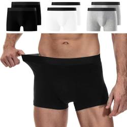 YouShow Herren Boxershorts Baumwolle 6 Pack Retroshorts Unterwäsche Boxer Ohne Kratzenden Zettel Unterhosen Männer Schwarz Weiß Grau L von YouShow