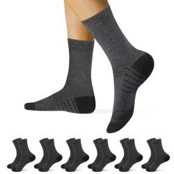 YouShow Herren Damen Tennissocken 6er Pack Warme Verdickte Frottee Baumwolle Atmungsaktive Dicke Sportsocken Grau 35-38 von YouShow