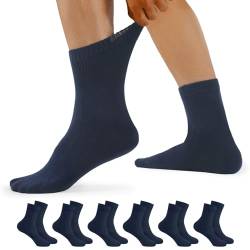 YouShow Marineblau Diabetikersocken 6 Paar ohne Gummi Komfortbund Damen Herren Hochwertiger Baumwolle Diabetiker Socken 35-38 von YouShow