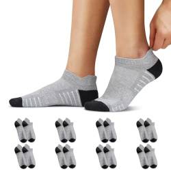 YouShow Sneaker Socken 8 Paar Herren Damen Gepolsterte Kurze Sportsocken Baumwolle Atmungsaktive Socken Running Hellgrau 3538 von YouShow