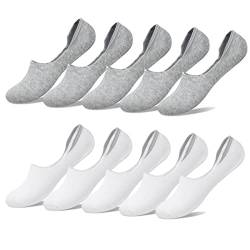 YouShow Sneaker Socken Damen Herren 10 Paar Füßlinge No Show Socken Weiss Grau 39-42 von YouShow