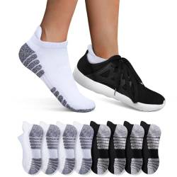 YouShow Sneaker Socken Damen Herren 8 Paar Kurze Halbsocken Quarter Schwarz Weiß 35-38 von YouShow