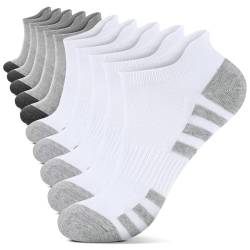 YouShow Sneaker Socken Herren 43-46 Gepolstert Atmungsaktive Weiß Grau 10 Paar von YouShow