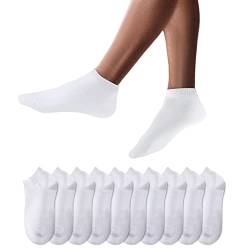 YouShow Sneaker Socken Herren Damen 10 Paar Kurze Halbsocken Quarter Baumwolle Unisex(39-42,Weiß) von YouShow