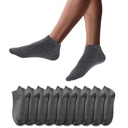 YouShow Sneaker Socken Herren Damen 10 Paar Kurze Halbsocken Quarter Baumwolle Unisex(39-42 Dunkelgrau) von YouShow