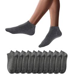 YouShow Sneaker Socken Herren Damen 10 Paar Kurze Halbsocken Quarter Baumwolle Unisex(Dunkelgrau 43-46 von YouShow