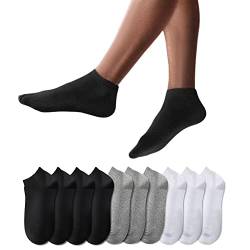 YouShow Sneaker Socken Herren Damen 10 Paar Kurze Halbsocken Quarter Baumwolle Unisex (35-38, Schwarz Weiß Grau) von YouShow