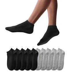 YouShow Sneaker Socken Herren Damen 10 Paar Kurze Halbsocken Quarter Baumwolle Unisex (Schwarz und Grau,43-46) von YouShow