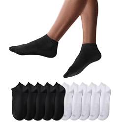 YouShow Sneaker Socken Herren Damen 10 Paar Kurze Halbsocken Quarter Baumwolle Unisex (Schwarz und Weiß, 47-50) von YouShow