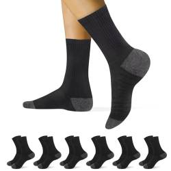 YouShow Sportsocken 6 paar Herren Damen Tennissocken Gepolstert Laufsocken Baumwolle Classic Business Crew Socken Schwarz 47-50 von YouShow