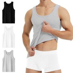 YouShow Tank Top Herren Unterhemd Männer 100% Hochwertige Baumwolle Gym 3er Pack Schwarz Weiß Grau 3XL von YouShow