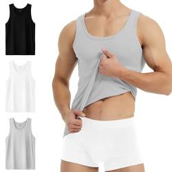 YouShow Tank Top Herren Unterhemd Männer 100% Hochwertige Baumwolle Gym 3er Pack Schwarz Weiß Grau 4XL von YouShow