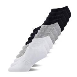 YouShow Unisex Sneaker Socken 10 Paar Baumwolle Atmungsaktives Kurze Sportsocken Halbsocken Schwarz Weiß Grau 43-46 von YouShow