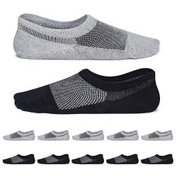 YouShow Unsichtbare Füßlinge Sneaker Socken Herren Damen 10 Paar Schwarz Grau 43-46 Sportsocken für Damen von YouShow