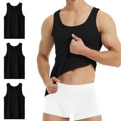 YouShow Unterhemd Herren Schwarz Tank Top Feinripp Baumwolle Sport Muskelshirts Sommer 3er Pack 4XL von YouShow