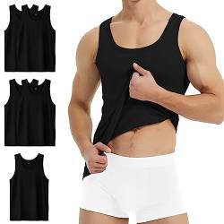 YouShow Unterhemd Herren Schwarz Tank Top Feinripp Baumwolle Sport Muskelshirts Sommer 5er Pack L von YouShow