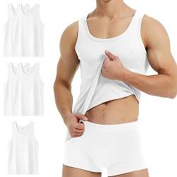 YouShow Unterhemd Herren Weiss Tank Top Gekämmte Baumwolle 5er Pack Business Classic ärmellos XL von YouShow