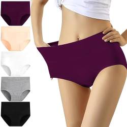 YouShow Unterhosen Damen 5er Pack Baumwolle Hohe Taille Unterwäsche Slip Stretchanteil(5er Mehrfarbig,S) von YouShow