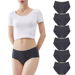 YouShow Unterhosen Damen Baumwolle Atmungsaktiv Mittel Taille Panties 6er Pack Dunkelgrau XXL Sportunterhosen für Damen von YouShow