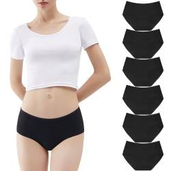 YouShow Unterhosen Damen Baumwolle Slips Mehrpack Hipster Unterwäsche Bequeme 6er Pack Schwarz XXL Sportunterhosen für Damen von YouShow