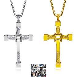 YouU 22 Stück F & Furious Kreuz Anhänger Halskette Aufkleber Set für Fans Cosplay Mode Schmuck Silber/Gold von YouU