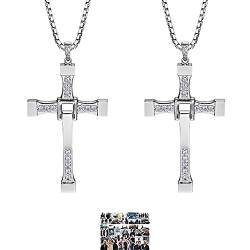 YouU 22 Stück F & Furious Kreuz Anhänger Halskette Silber Kristall Diamant Kreuz Halskette Aufkleber Set für Fans Cosplay Mode Schmuck von YouU