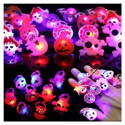 YouYuer 50PCS Halloween Kinderringe LED Blinkende Ringe Leucht Fingerring Leuchtringe Leuchtendes Spielzeug Halloween Karneval Partyartikel Leuchtspielzeug für Jungen Mädchen Mitgebsel Gastgeschenke von YouYuer