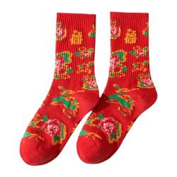 Rote Socken, Chinesisches Neujahr Red Socken, Neujahrssocken, Mittelstrumpf Mid-Tube Red Fu Warm Socken, Für Zuhause, Neujahr, Für Damen Und Herren von Youany