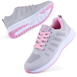 Youecci Damen Fitness Laufschuhe Atmungsaktive laufende Turnschuhe Sportschuhe Schnüren Hallenschuhe Leichtathletikschuhe Running Sneaker Gym Schuhe Pink 37 EU von Youecci