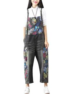 Youlee Damen Breites Bein Denim Overalls Retro Beiläufig Latzhose Style 1 Grey von Youlee